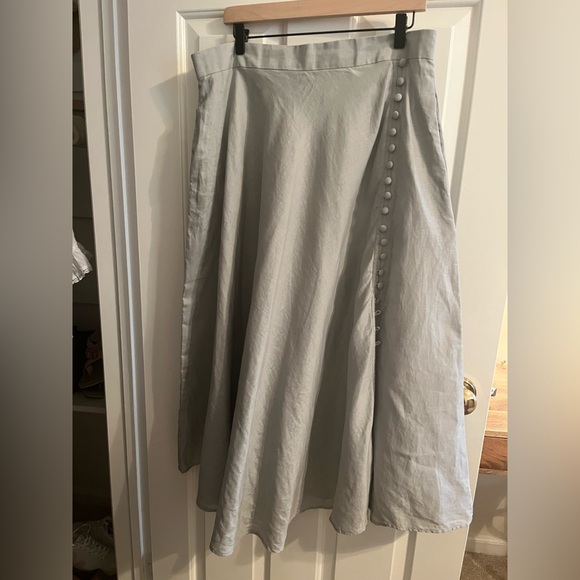 Handmade Linen Maxi Skirt with Covered Button Detail - Picture 4 of 11